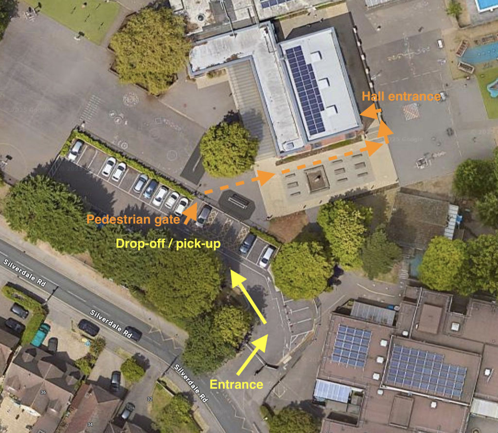 Image shows a map of the school grounds showing access.